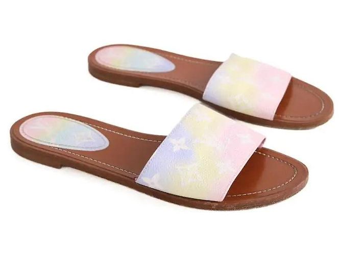 Sandali Louis Vuitton in pelle marrone - vista 3