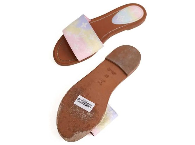 Sandali Louis Vuitton in pelle marrone - vista 6