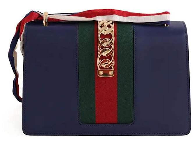 Gucci Borsa a tracolla Sylvie blu - vista 4
