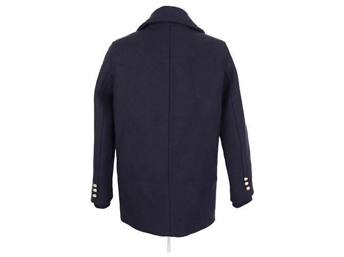 Peacoat Sandro de lana azul marino - vista 4