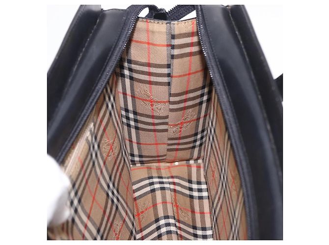 Borsa BURBERRY in pelle nera argento Auth 197856 Nero - vista 17