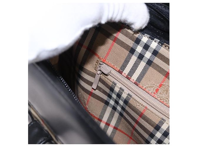 Borsa BURBERRY in pelle nera argento Auth 197856 Nero - vista 19
