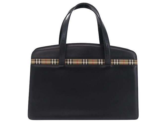 Borsa BURBERRY in pelle nera argento Auth 197856 Nero - vista 2