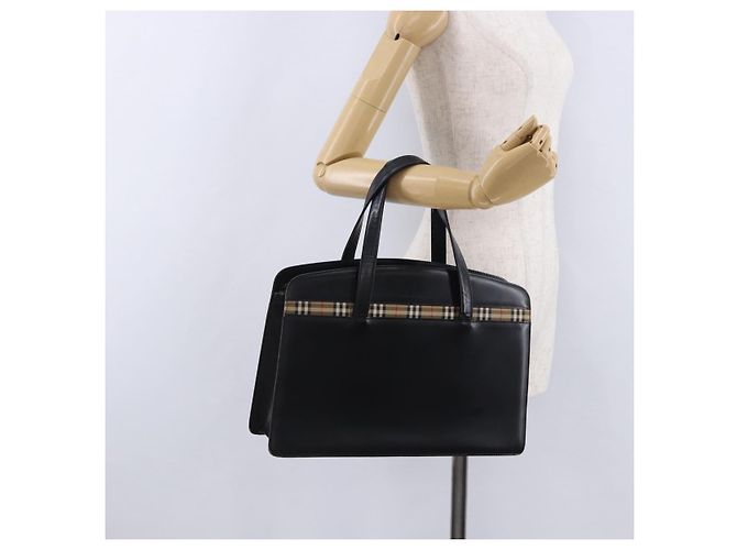 Borsa BURBERRY in pelle nera argento Auth 197856 Nero - vista 22