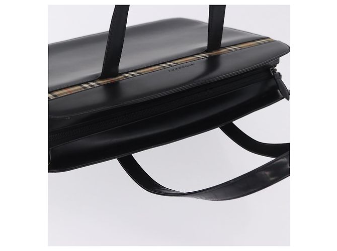 Borsa BURBERRY in pelle nera argento Auth 197856 Nero - vista 6