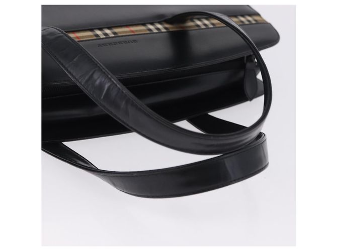 Borsa BURBERRY in pelle nera argento Auth 197856 Nero - vista 7