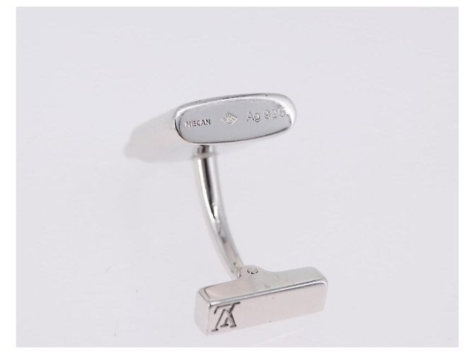 LOUIS VUITTON Gemelli Cadena & Key Cuffs Ag925 Silver LV Auth 199076V Argento - vista 25
