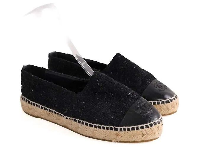 Espadrillas Chanel in tessuto nero taglia 38 - vista 3