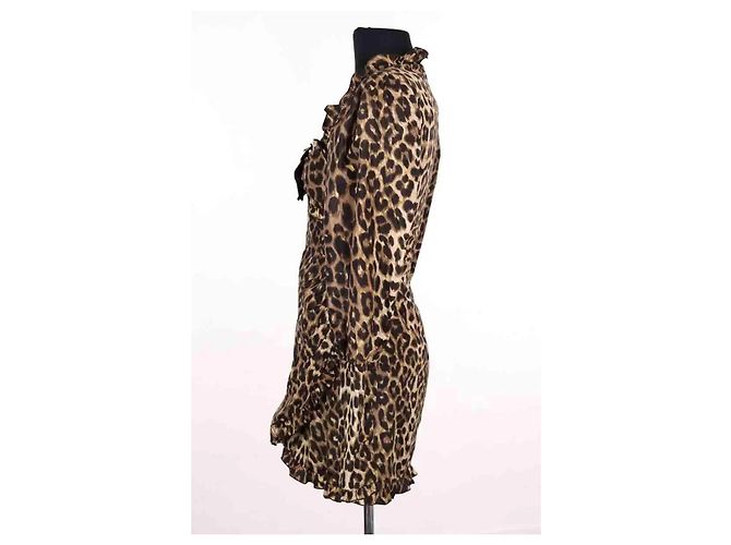 Vestido de seda marrón Alessandra Rich Castaño - vista 2
