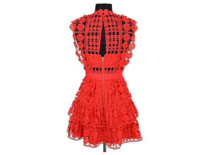 Self portrait Vestido de algodón rojo Self-Portrait XS Roja - vista 4