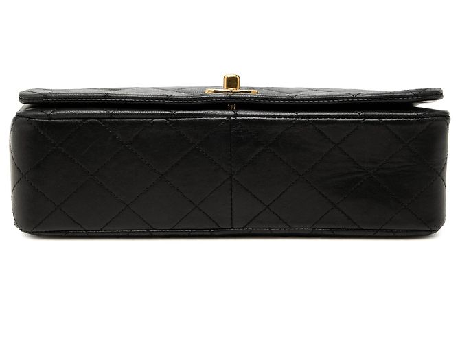 Borsa a tracolla Chanel CC in pelle d'agnello matelassé nera Full Single Flap Nero - vista 3