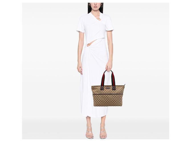 Tote Gucci GG Canvas Web Beige - vista 6