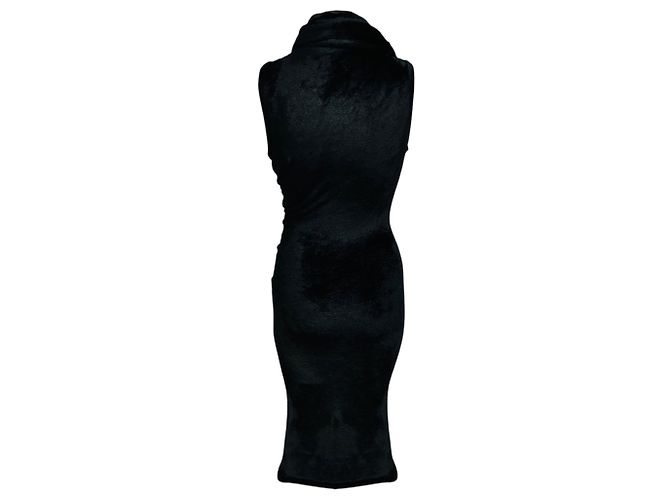 Alaïa Alaia ärmelloses Midi-Kleid aus glänzendem Samt in Schwarz - Ansicht 3