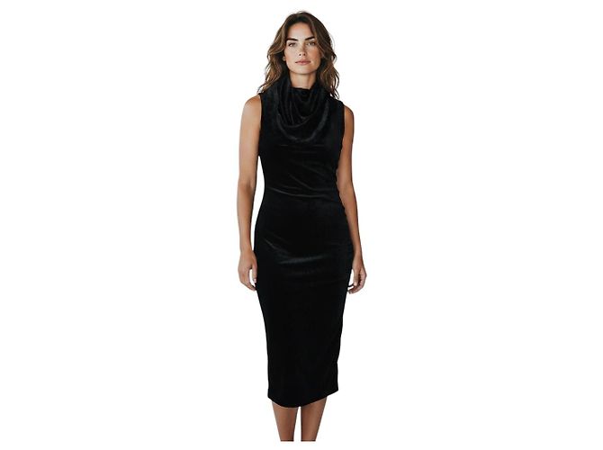 Alaïa Alaia ärmelloses Midi-Kleid aus glänzendem Samt in Schwarz - Ansicht 5