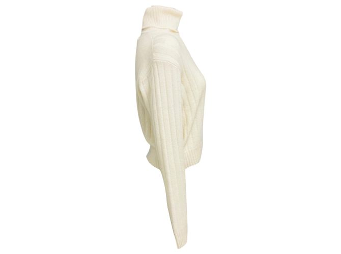 Prada Ivory Langärmliger Rippstrick-Rollkragenpullover aus Re-Cashmere Beige - Ansicht 2
