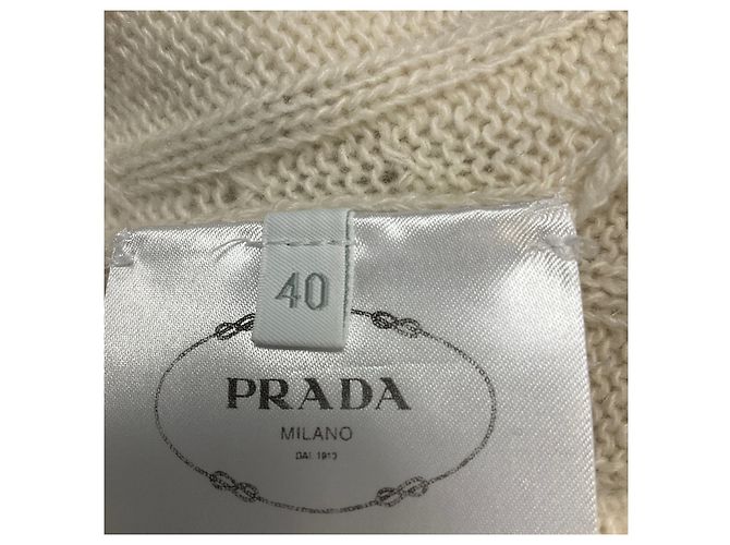 Prada Ivory Langärmliger Rippstrick-Rollkragenpullover aus Re-Cashmere Beige - Ansicht 5