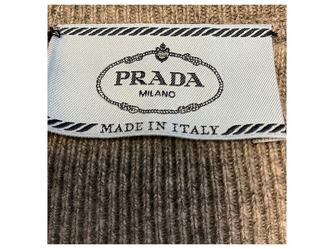 Prada Langärmeliges Kaschmir-Strickkleid mit Rundhalsausschnitt, hellgrau meliert - Ansicht 4