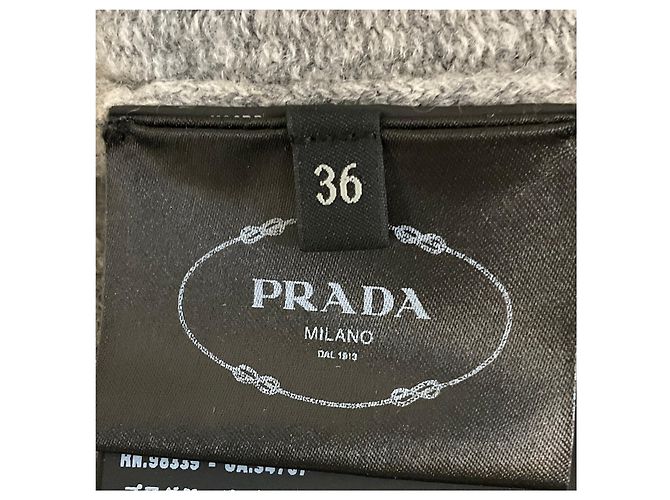 Prada Langärmeliges Kaschmir-Strickkleid mit Rundhalsausschnitt, hellgrau meliert - Ansicht 5