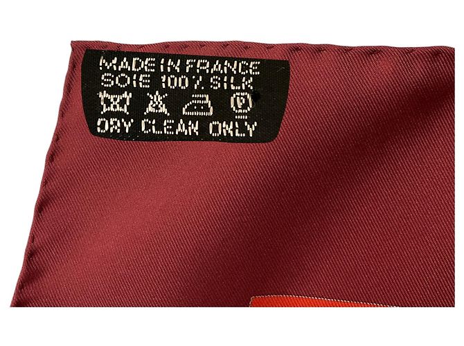Hermès Hermes Burgundy Multi Christophe Colomb Decouvre l’Amerique Seidentwill-Schal Bordeaux - Ansicht 10