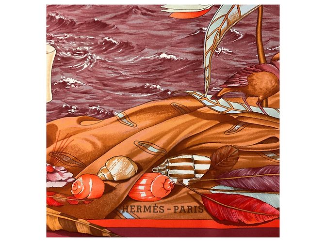 Hermès Hermes Burgundy Multi Christophe Colomb Decouvre l’Amerique Seidentwill-Schal Bordeaux - Ansicht 5