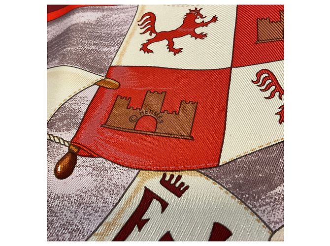 Hermès Hermes Burgundy Multi Christophe Colomb Decouvre l’Amerique Seidentwill-Schal Bordeaux - Ansicht 7