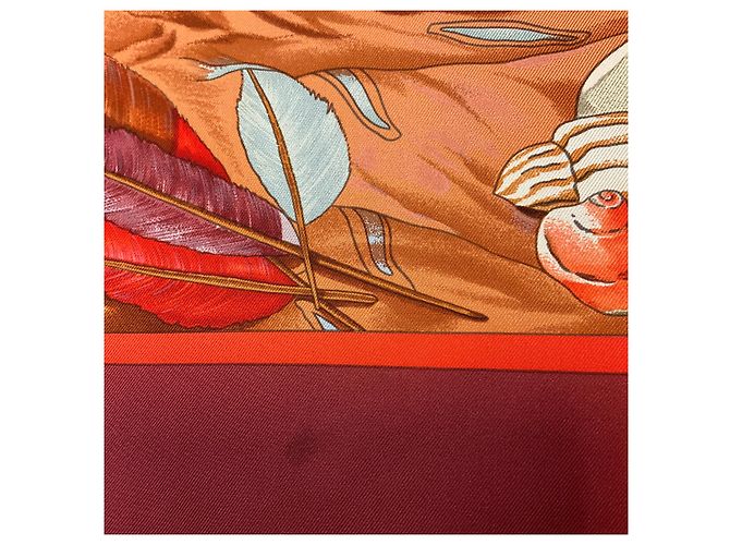 Hermès Hermes Burgundy Multi Christophe Colomb Decouvre l’Amerique Seidentwill-Schal Bordeaux - Ansicht 8