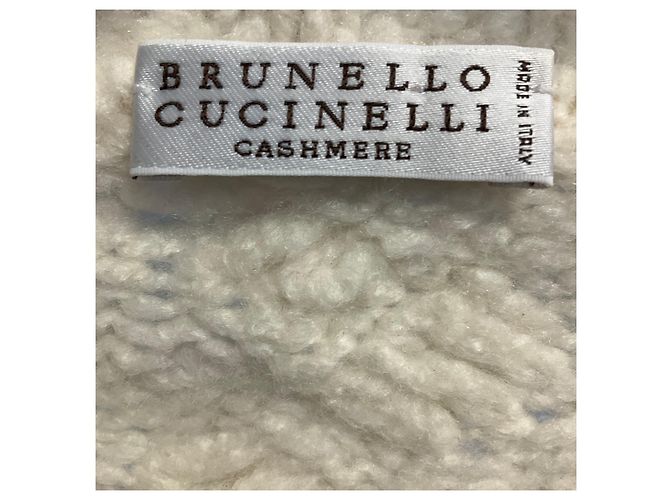 Brunello Cucinelli Ivory Kaschmir-Seidenpullover mit Zopfmuster und langen Ärmeln Beige - Ansicht 4