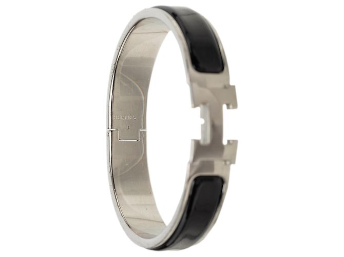 Bracciale Clic H PM stretto in smalto nero Hermès - vista 5