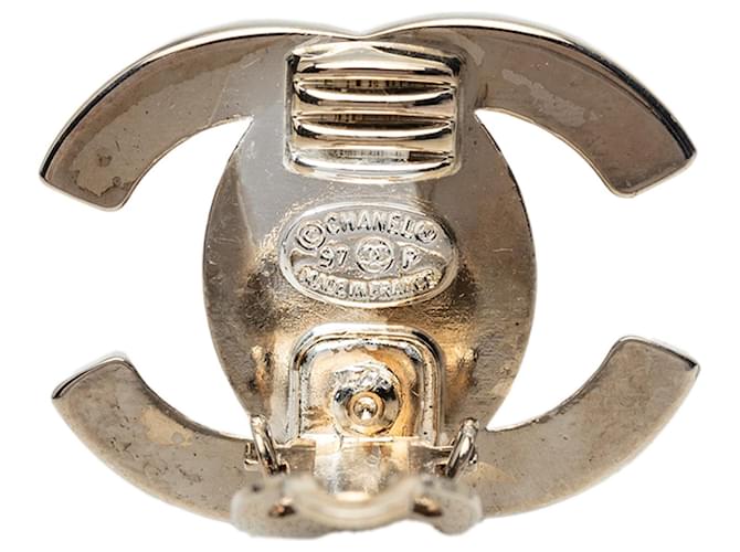 Orecchini a clip Chanel CC in argento e ottone - vista 3