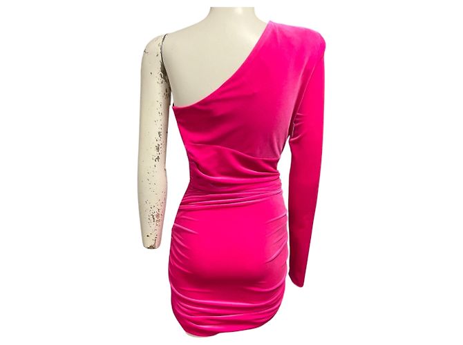 Alexandre Vauthier One-Shoulder Mini-Kleid aus Samt in Neon-Pink - Ansicht 3