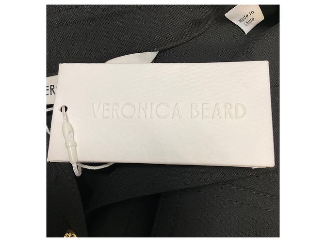 Veronica Beard Jaden Hemdkleid schwarz mit Gürtel / Midikleid mit goldenen Knöpfen - Ansicht 5
