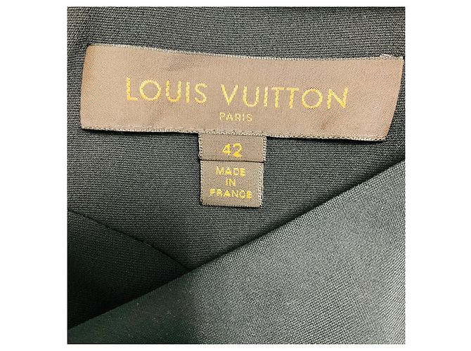 Vestido midi de seda Louis Vuitton negro drapeado con dobladillo asimétrico - vista 4
