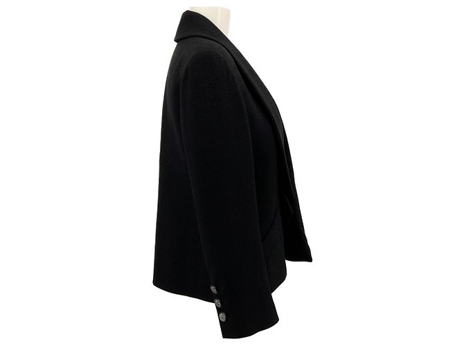 Chanel Black Wool Cropped Open Front Jacket - view 2