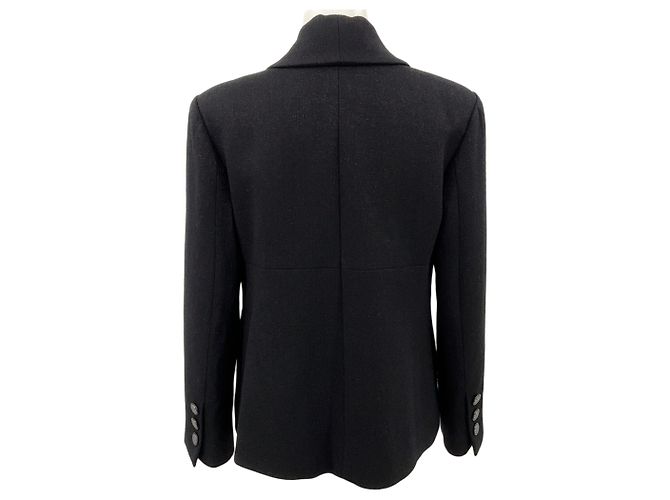 Chanel Black Wool Cropped Open Front Jacket - view 3