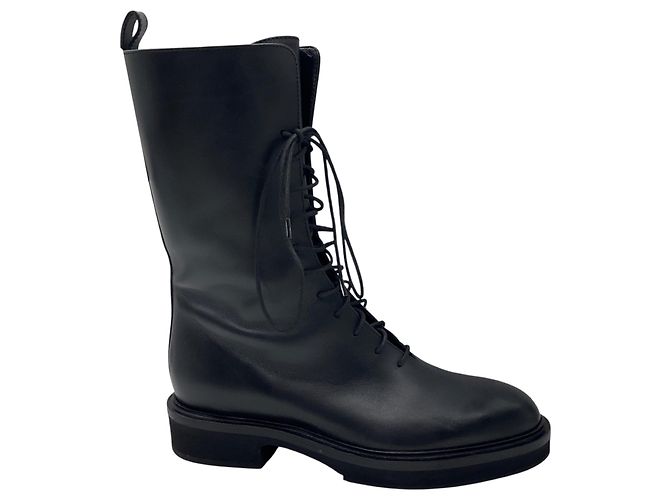 Stivali combat in pelle con lacci Conley neri Khaite Nero - vista 2