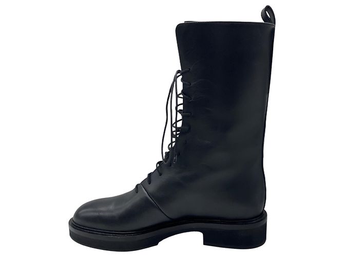 Stivali combat in pelle con lacci Conley neri Khaite Nero - vista 3