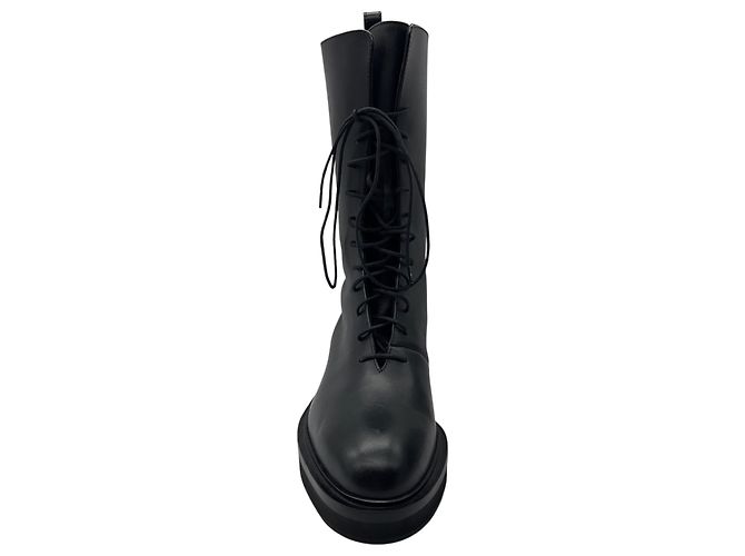 Stivali combat in pelle con lacci Conley neri Khaite Nero - vista 4