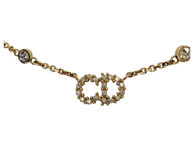 Collana Clair D Lune Dior placcata in oro con perle finte e strass D'oro - vista 2