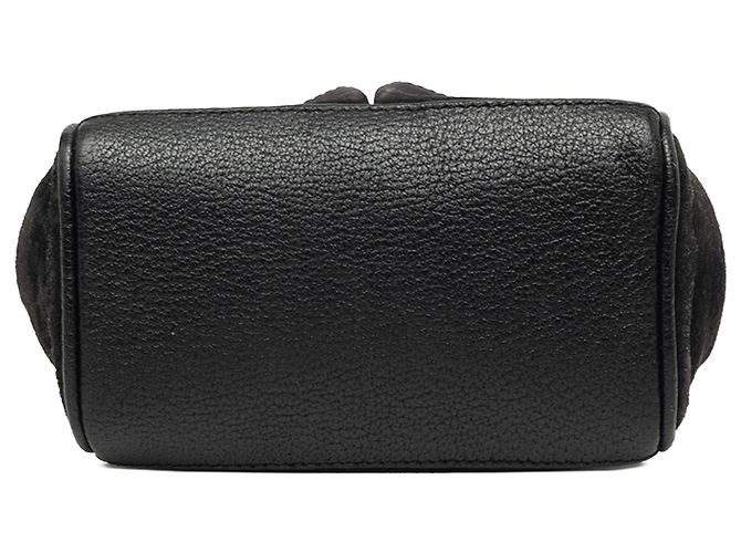 Bamboo Mini borsa satchel Gucci in camoscio nero con bambù - vista 3