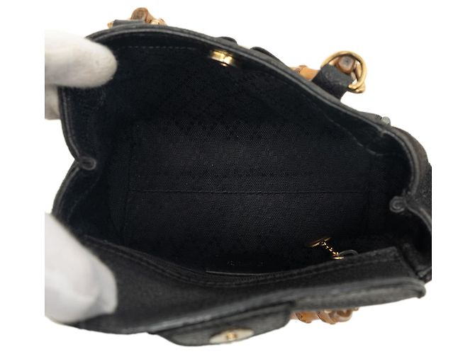 Bamboo Mini borsa satchel Gucci in camoscio nero con bambù - vista 4
