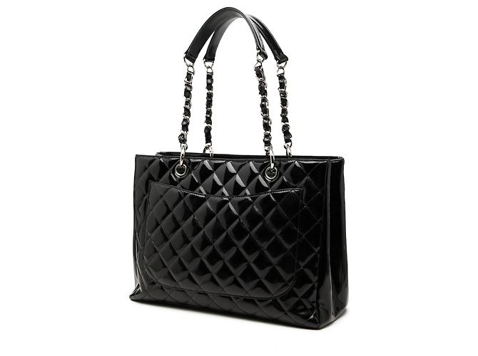 Borsa Tote Grand Shopping Chanel in vernice nera Nero - vista 2