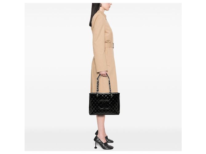 Borsa Tote Grand Shopping Chanel in vernice nera Nero - vista 6