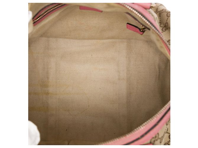 Borsa Boston Satchel Gucci Medium GG Canvas Web Joy Beige - vista 4