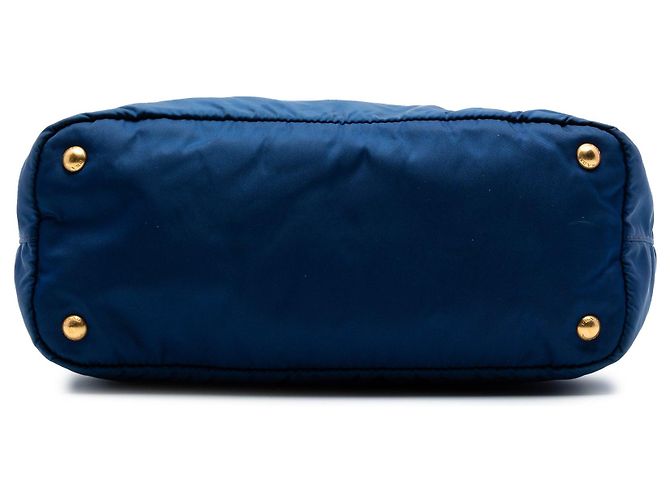Borsa Tote Convertibile Prada Tessuto Blu con Chiusura a Zip - vista 3