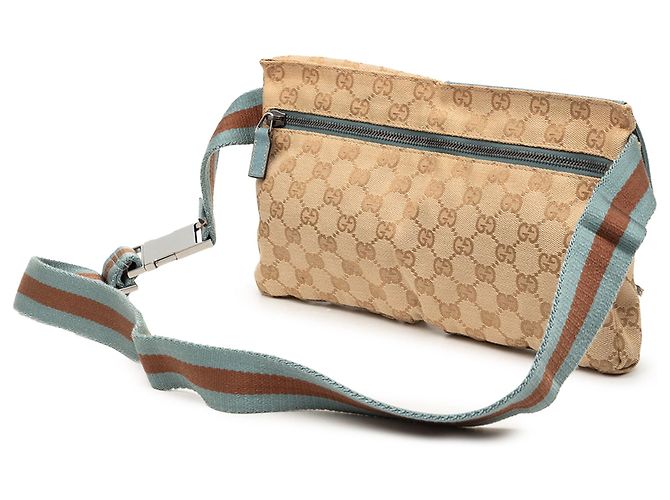 Borsa cintura Gucci GG Canvas Web beige con doppia tasca - vista 2