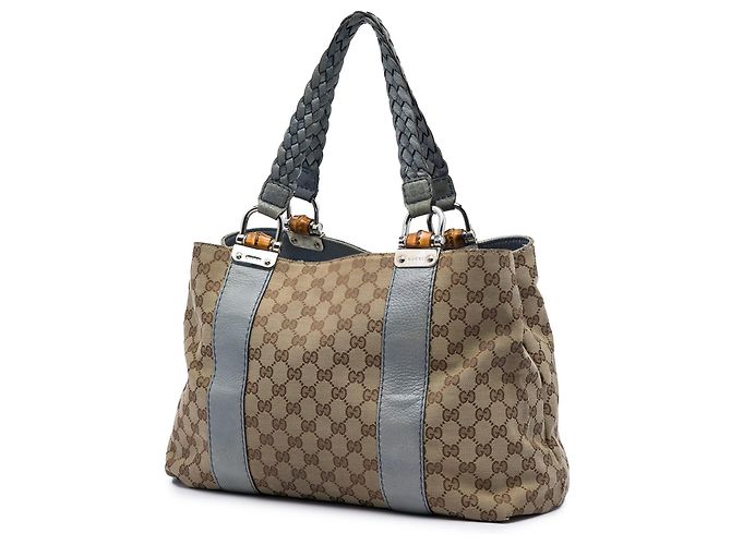 Borsa Tote Gucci Medium GG Canvas Bamboo Libeccio Beige - vista 2