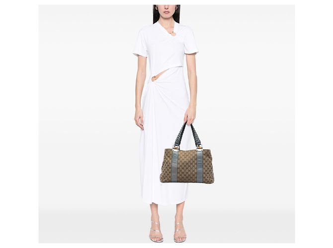 Borsa Tote Gucci Medium GG Canvas Bamboo Libeccio Beige - vista 5