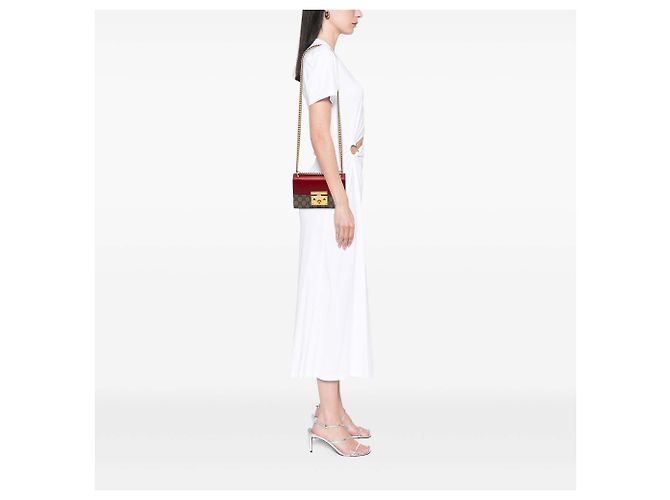 Borsa a tracolla Gucci Small GG Supreme Padlock rossa Rosso - vista 6