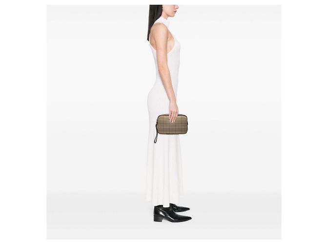Clutch Burberry Vintage Check Canvas Marrone - vista 6
