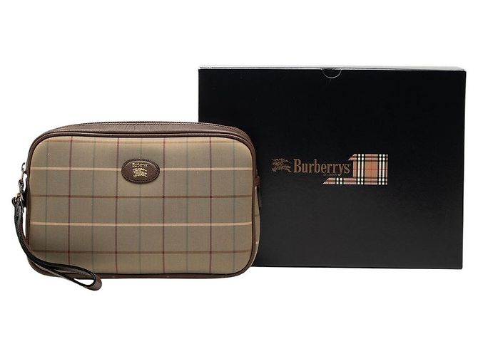 Clutch Burberry Vintage Check Canvas Marrone - vista 7
